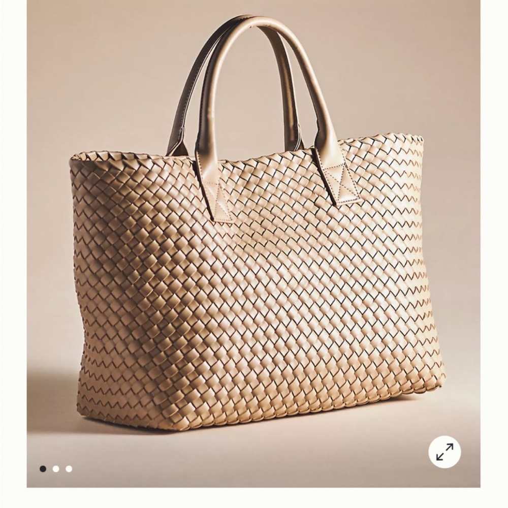 Anthropologie: Elegant Tan Woven Tote Bag